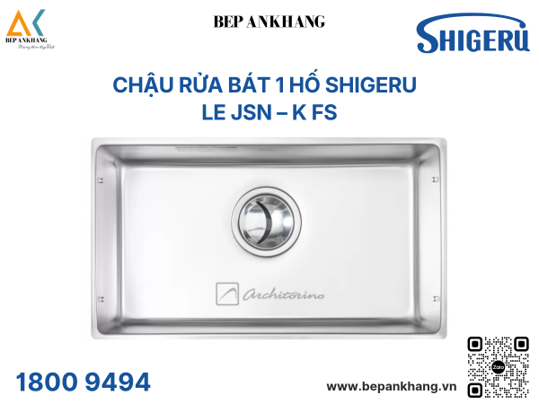 Chậu Rửa Bát 1 hố Shigeru - LE JSN – K FS - Hố tròn - Bề mặt hạt LE độc quyền